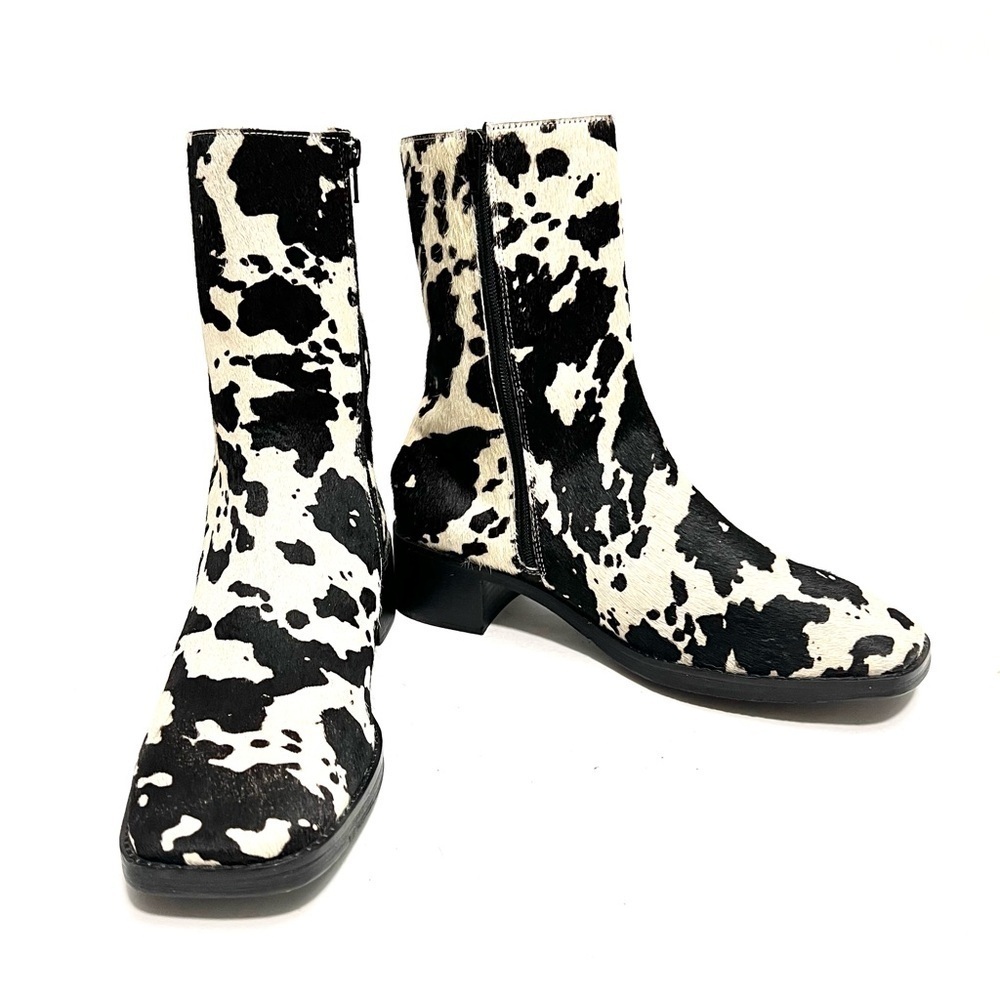 Vintage Y2K deadstock cow print pony hair square toe western fashion boots - Picture 5 of 9